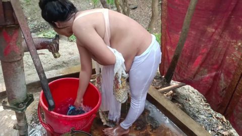 Bengali New Housewife Village Shower & Fucked