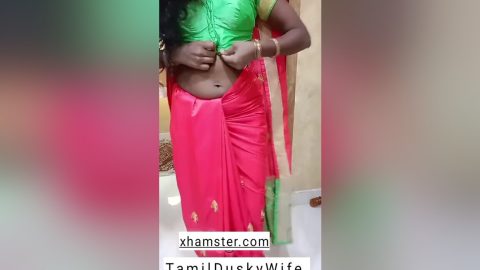 Desi Indian Tamil Village Dusky Housewife Wearing Saree And Showing Boobs To Her X-lover