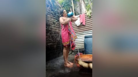 Desi Erotic Sexy Step sisters Shower Scene In Open Bathroom. Lust Girl Akhi Bath Scene And Pissing
