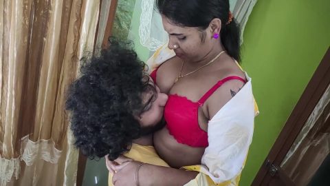 Vaishnavy Shirt Open And Red Bra Show Romance With Sharun Raj, Mallu Couple Dress Open Romance, Hot Boobs Kissing Romance With Hot Kiss